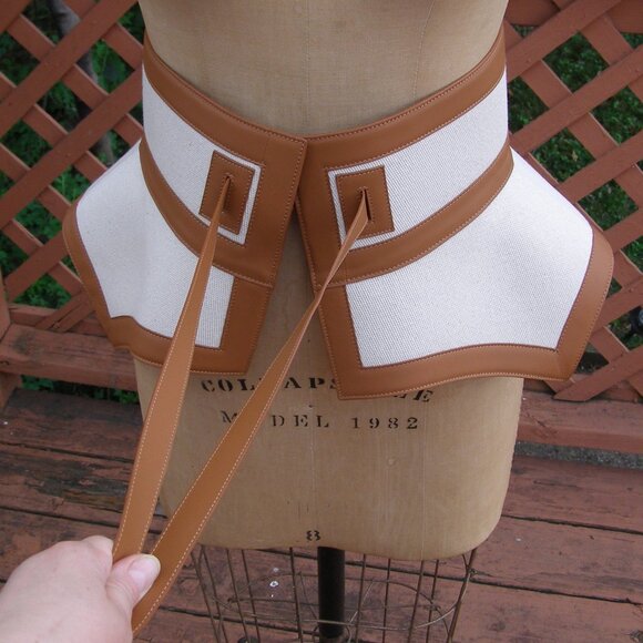 RARE NWT LOEWE Tan Canvas & Leather Obi Belt - Picture 10 of 15